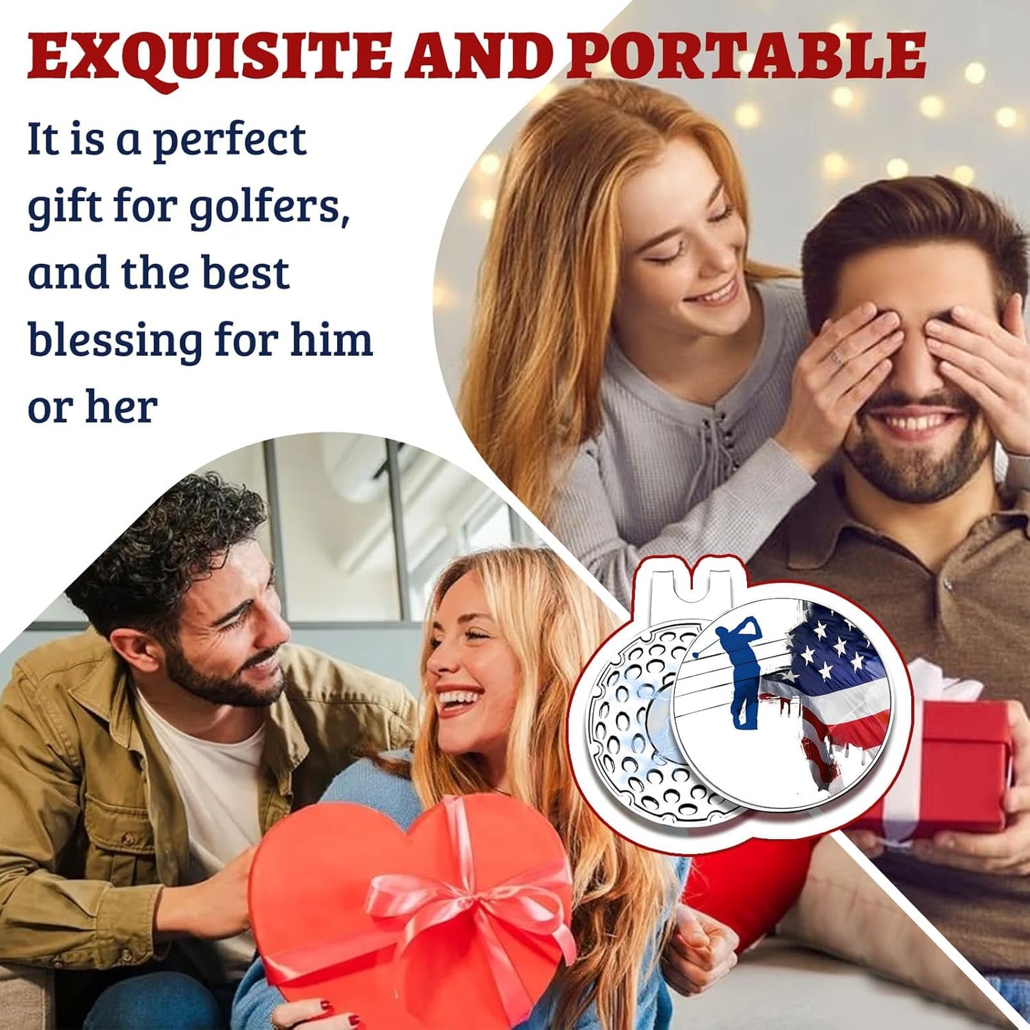 Custom Golf Ball Marker with Magnetic Hat Clip Personalized Photo Logo Text Name for Men Women Golfers Gifts for Dad Boyfriend Golfe