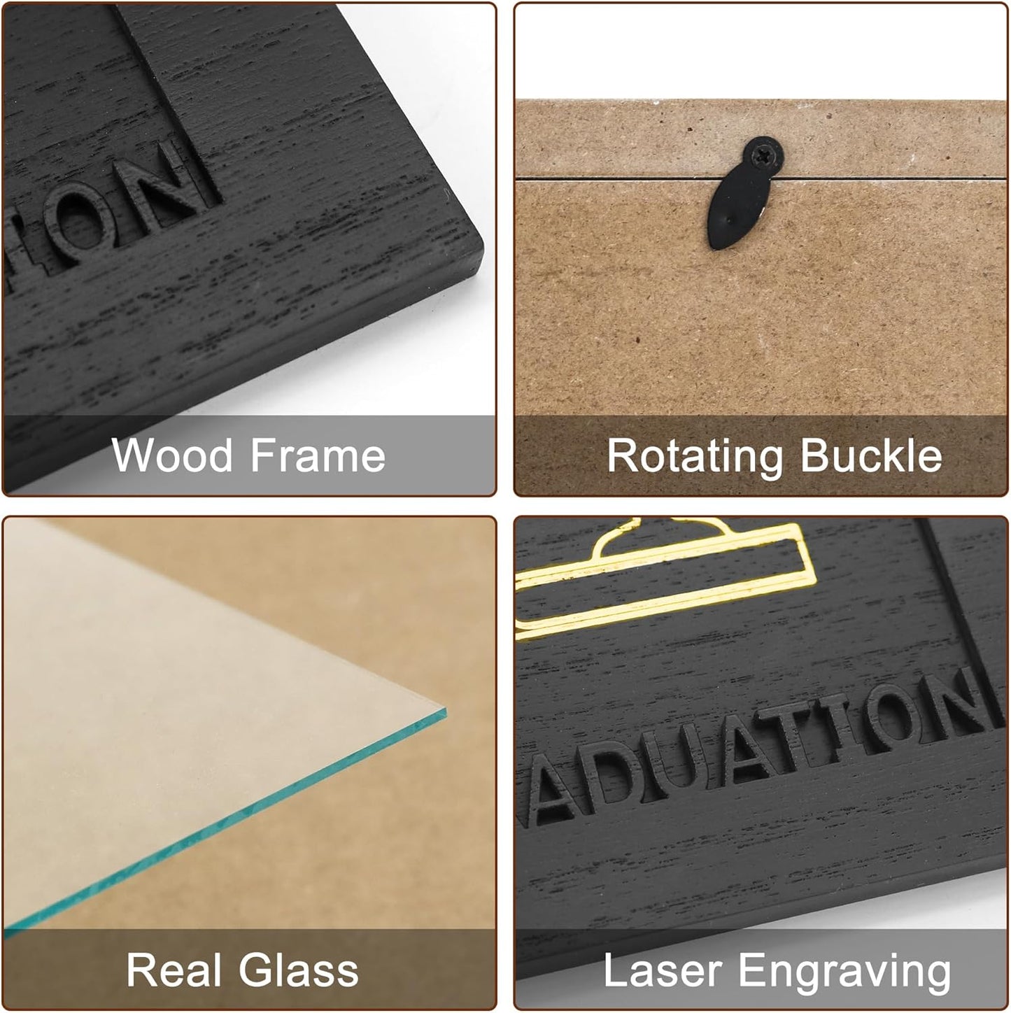 School Years Picture Frame Pre K to 12 Black Graduation Gift Collage Frame with Stand Easel, Displays One 4x6 and Twelve 2x3 Wallet Photos