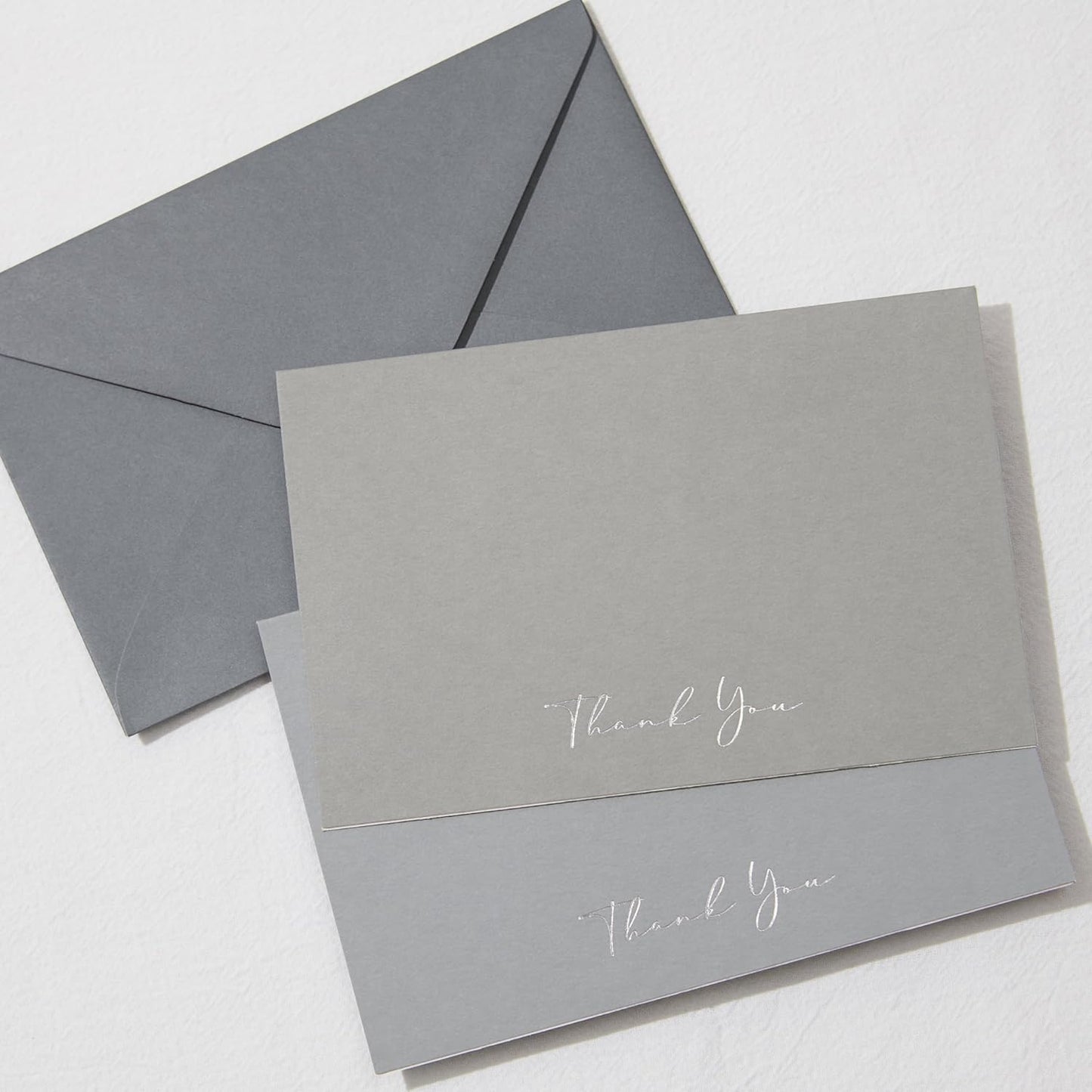 Crisky Gray Thank You Cards with Envelopes & Stickers， 50 Pack Gold Foil Bridal Shower Graduation Thank You Cards Small Business, Wedding Baby Shower Birthday Funeral Notes Bulk