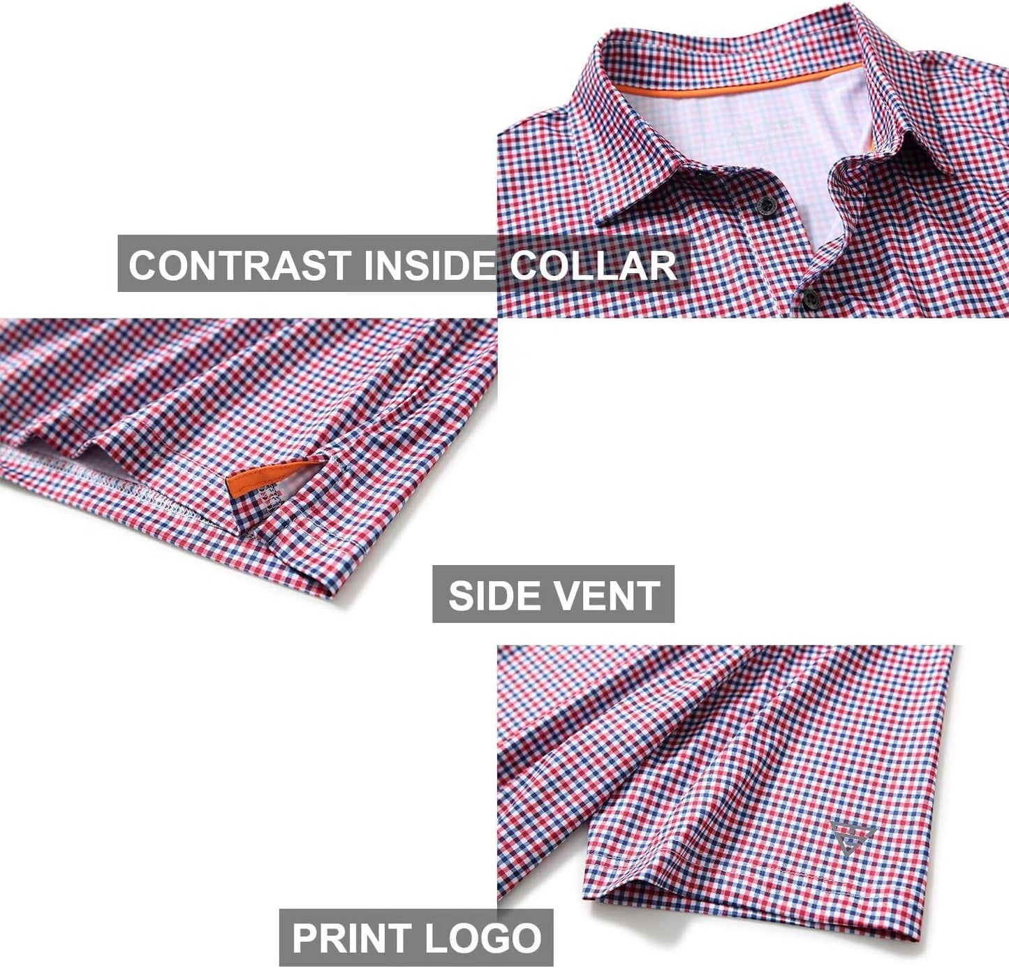 Golf Shirts for Men Dry Fit Short Sleeve Print Performance Moisture Wicking Polo Shirt