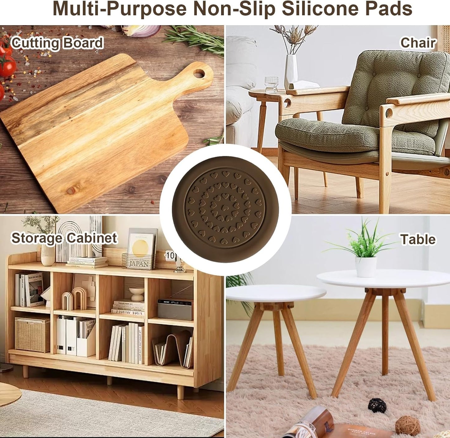 8 Packs Non-Slip Stabilizer Pads for Cutting Boards, Self-Adhesive Rubber Feet, Noise Reducing Feet | Waterproof, Non-Marking Rubber Grippers for Chopping Blocks and Counter top Protection