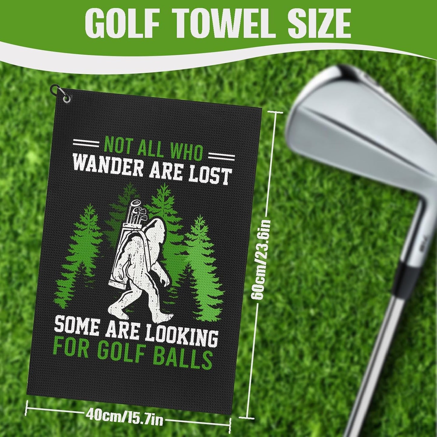 Bigfoot Golf Towel and Brush Set, Sasquatch Gifts for Men and Women Golf Towels Accessories for Golf Bag with Clip Funny Big Foot Club Cleaning Kit Golfers Dad Grandpa Husband Birthday Retirement Gift