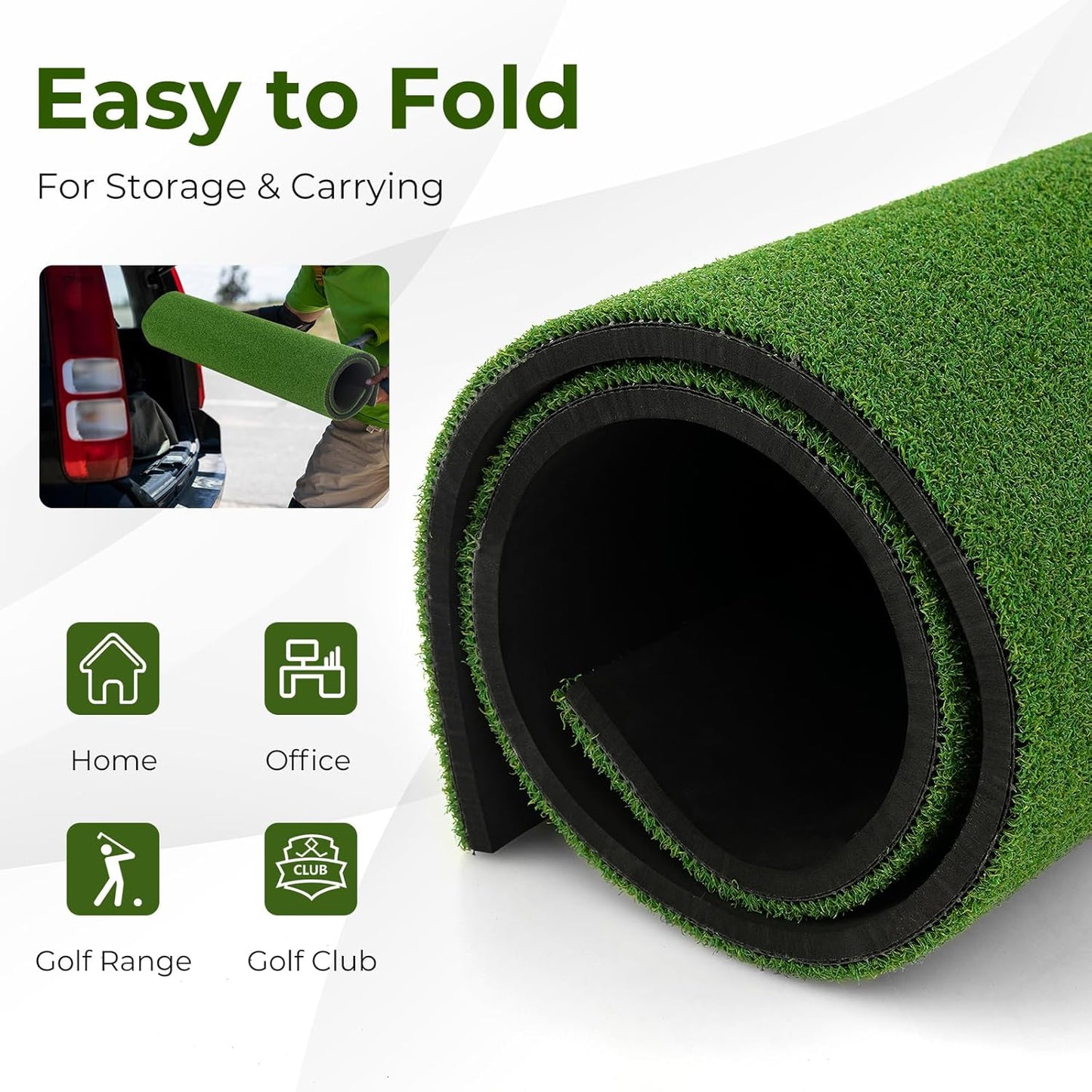 Tangkula Golf Hitting Mat, Artificial Turf Mat for Indoor/Outdoor Golf Practice Includes 2 Rubber Tees & 2 Alignment Sticks, Golf Training Mat for Home Backyard Garage