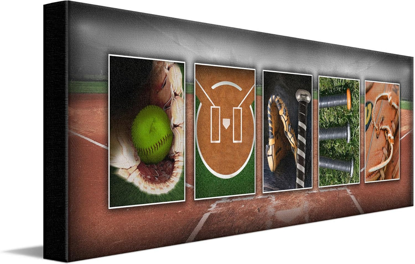 Personal-Prints SOFTBALL Personalized Décor or Gift for the Softballer, Softball Coach, or League | Customized Softball Name Wall Art Gift (10"x30" Stretched Canvas)