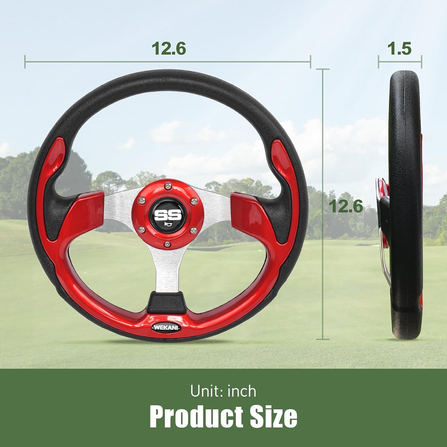 Golf Cart Steering wheel for EZGO YAMAHA and Club Car Precedent Most Golf carts Red
