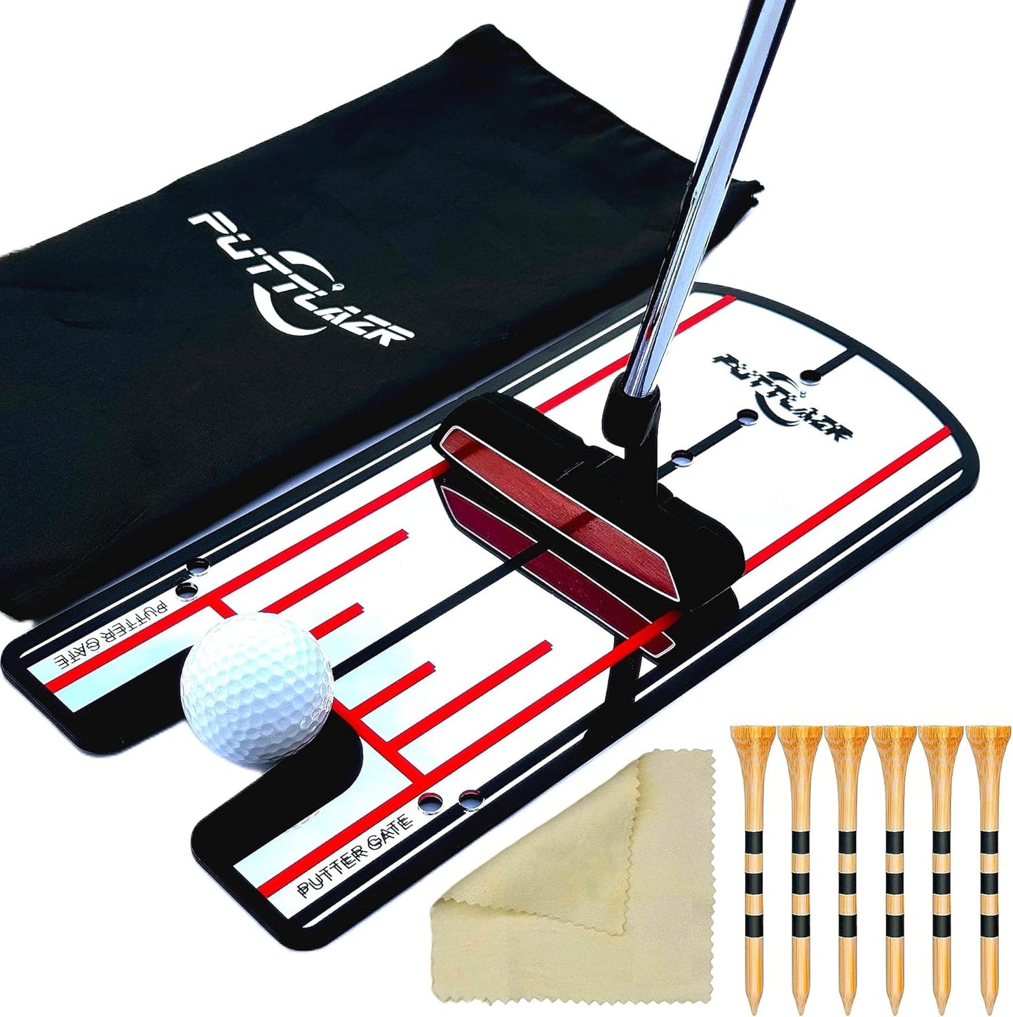 Golf Putting Mirror with 6 Tees, Putting Mirror Training Aid for Golf Practice Putting Trainer, Golf Gifts for Men