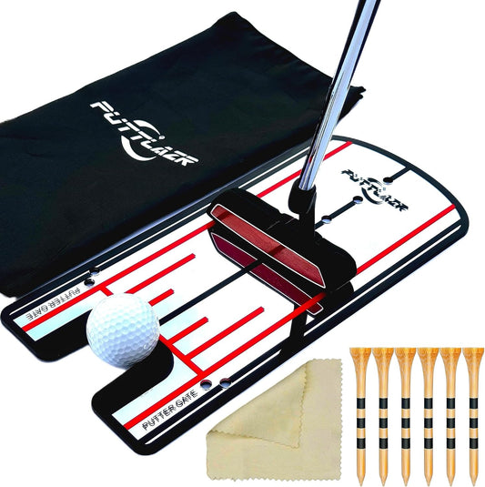 Golf Putting Mirror with 6 Tees, Putting Mirror Training Aid for Golf Practice Putting Trainer, Golf Gifts for Men