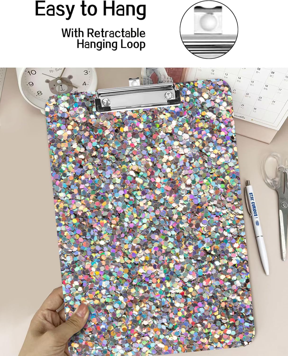 Fashion A4 Clipboard, Standard Letter Size 9" x 12.5", Decorative Wooden Clipboard with Low Profile Metal Clip for Office, School, Teachers, and Students, Bright Colourful