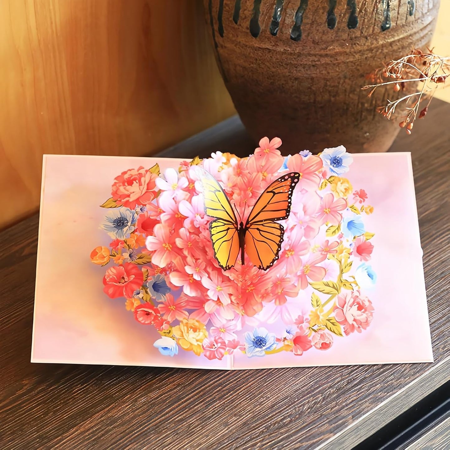 Steelhill 3D Pop Up Cards,Flower Greeting Cards for Women,Valentines Day Gifts Cards for Kids School,Card with Envelope for Mother's Day Thinking of You Card for Wife,Girlfriend(Flower card)