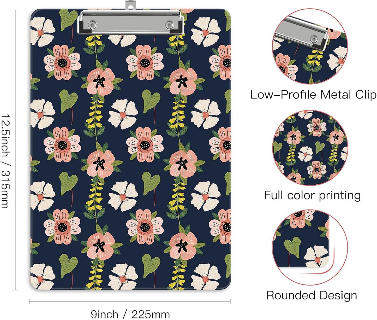 Plastic A4 Clipboards, Cute Clip Board Stardard Letter Size 9 x 12.5 in, Office Decorative for Students Women Men and Kids, Morning Glory