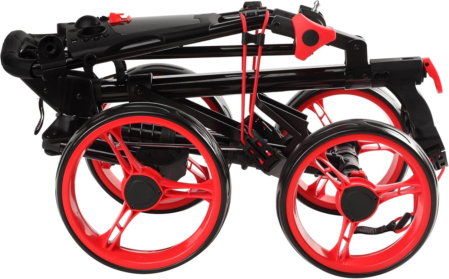 Folding Golf Push Cart 4 Wheel with Foot Brake – 1-Second Open & Close Golf Bag Cart, Adjustable Handle, Ball-Bearing Wheels, Lightweight Aluminum Frame, Umbrella Holder Included