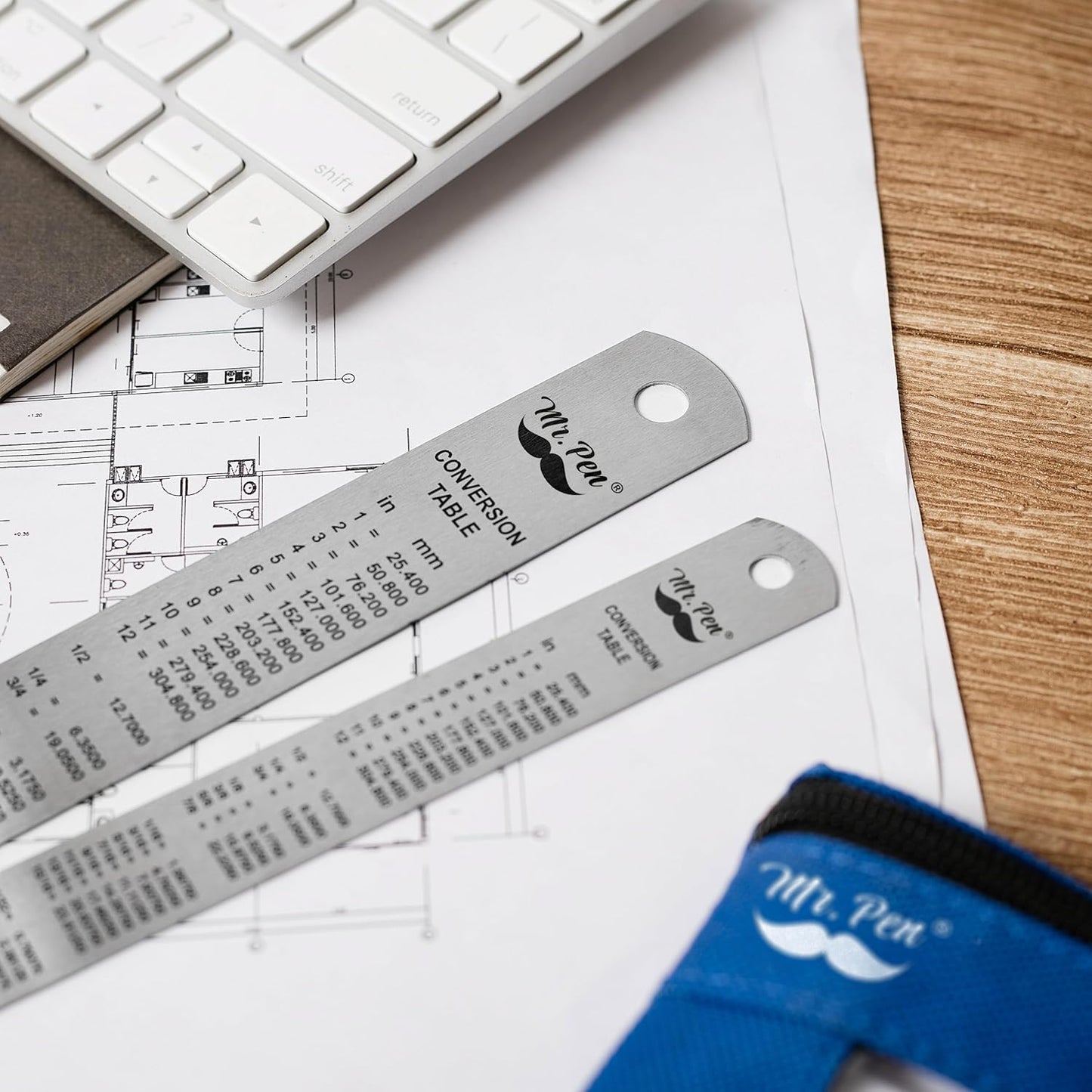 Mr. Pen- Steel Rulers, 2 Pack, 6" and 12", Rose Gold, 6 Inch Ruler Metal Rulers, Stainless Steel Ruler 12 Inch