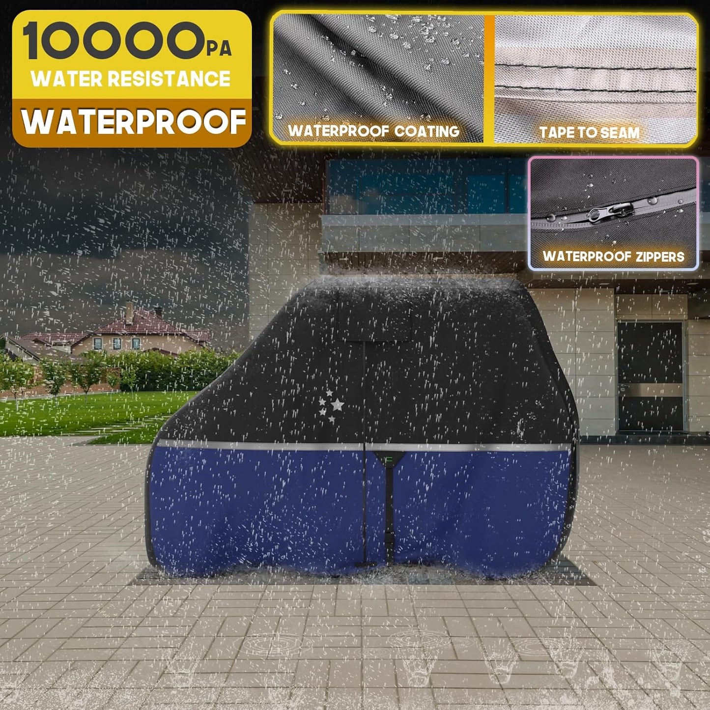 Waterproof Golf Cart Cover, Heavy Duty Marine Grade Fabric, Universal Fits for Most Brand 2/2+2/4+2 Passengers Yamaha, Honda, Club Car, EZGO Golf Cart