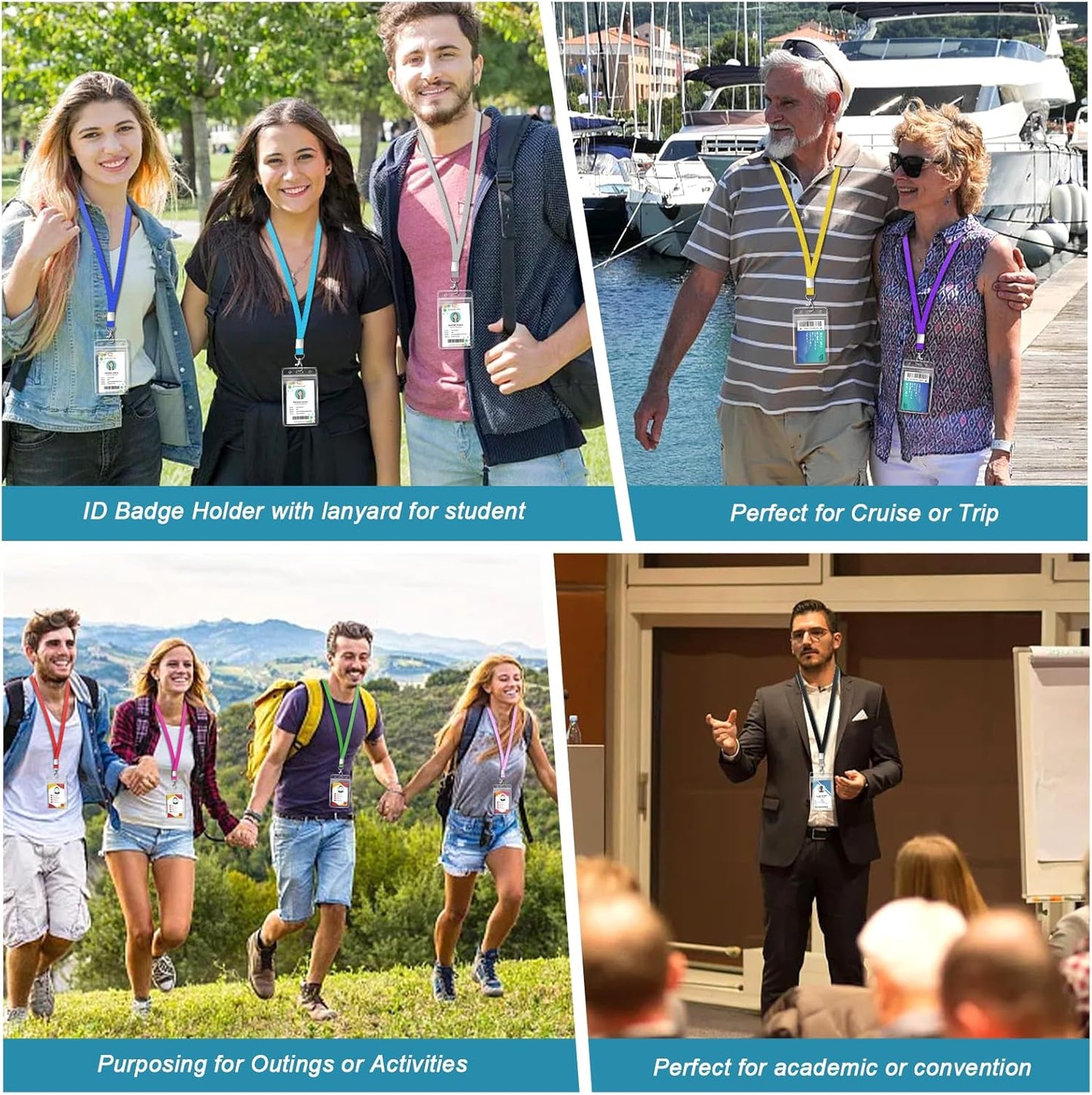 12 Pack Cruise Lanyard with ID Card Holder Colorful Lanyard with Waterproof ID Badge Holder (12 Colors)