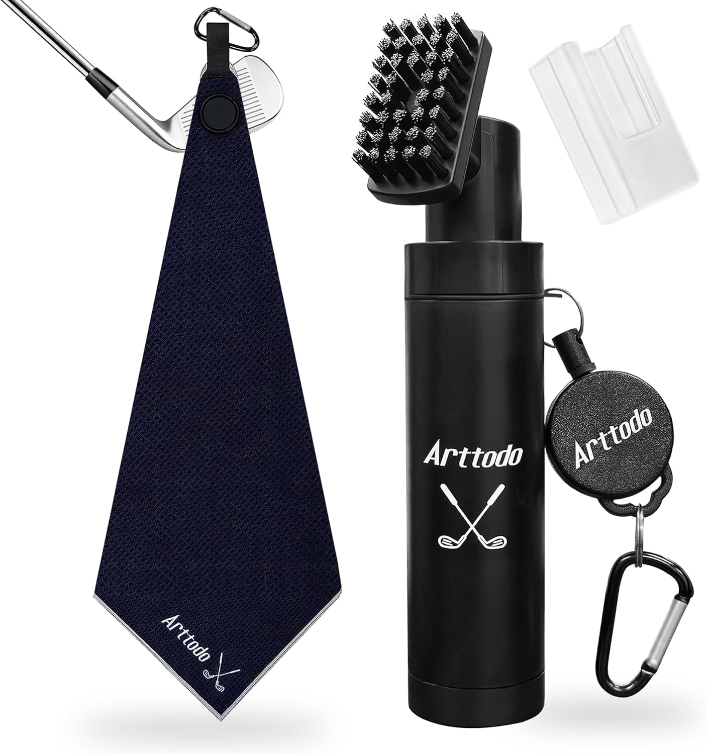 Golf Club Cleaning Kit, Absorbent Golf Towel with Waffle Design and Large Capacity Golf Club Cleaning Spray Brush, Portable Golf Club Cleaner Accessories for Men Women