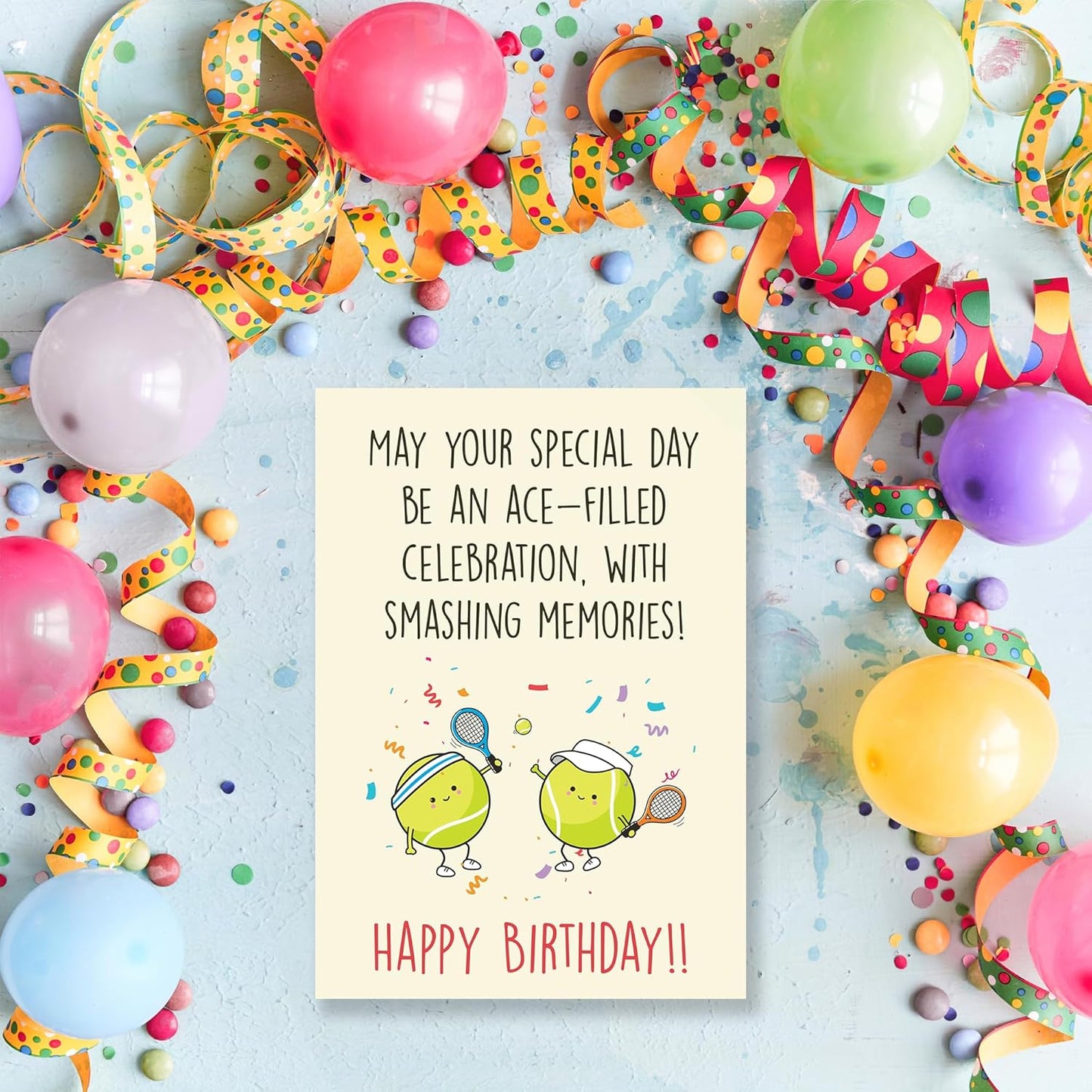 Cheerin Happy Birthday Card for Him or Her - Sweetest Day Card - Tennis Birthday Card for Tennis Lovers Men Women Girlfriend Boyfriend Husband Wife