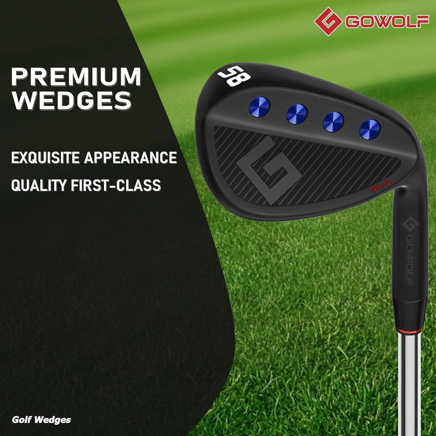 Gowolf Premium Forged Full Face Golf Wedges 50/52/54/56/58/60/69 Degree Individual or Set for Men, Right Hand Gap Wedge Sand Wedge Lob Wedge, Golf Clubs CNC Milled Face for More Spin - Great Golf Gift