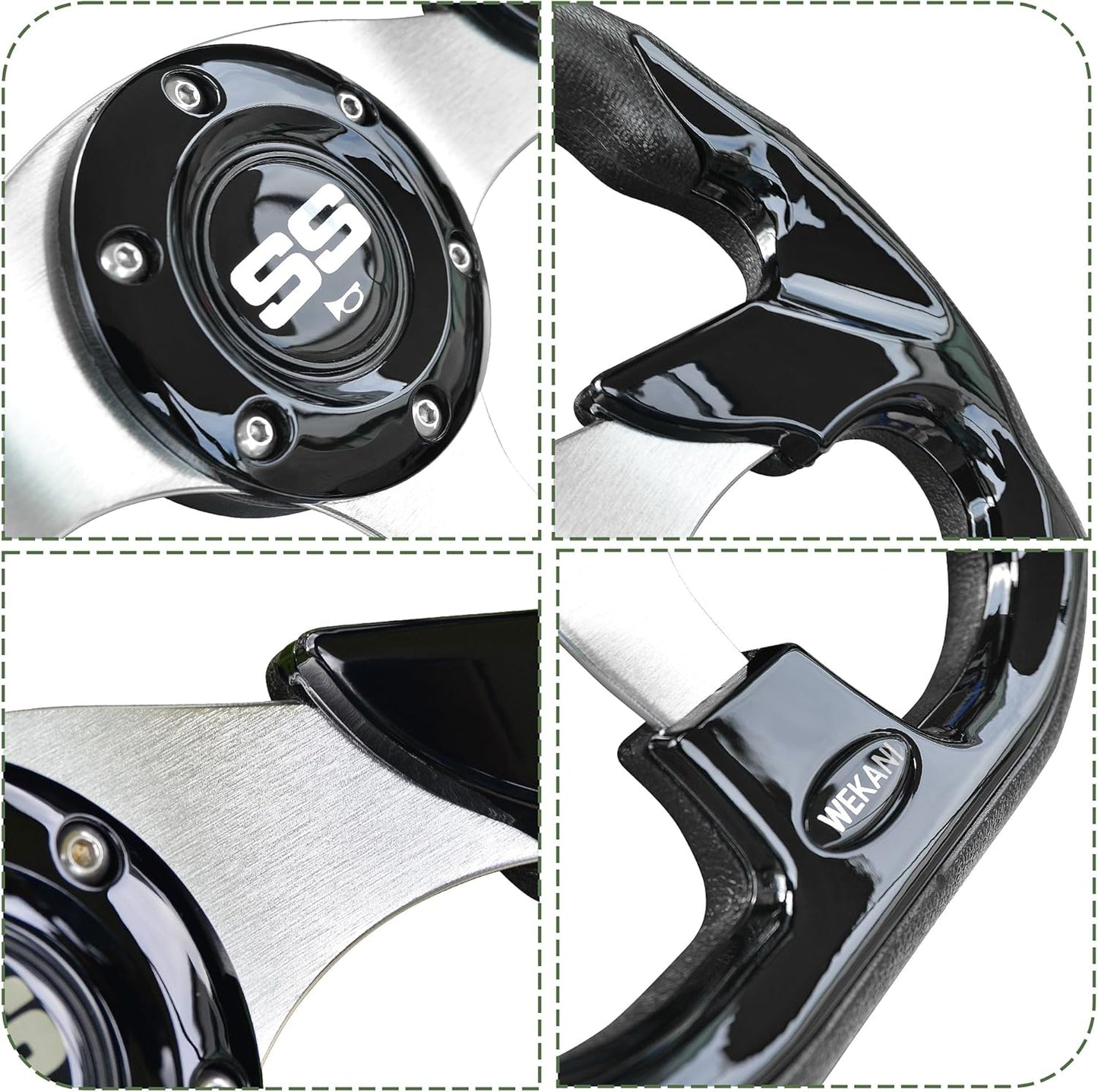 D Golf Cart 12.5 Inch Steering Wheel,For Club Car EZGO Yamaha Golf Cart,with Car Horn Button,Cool racing steering wheel black