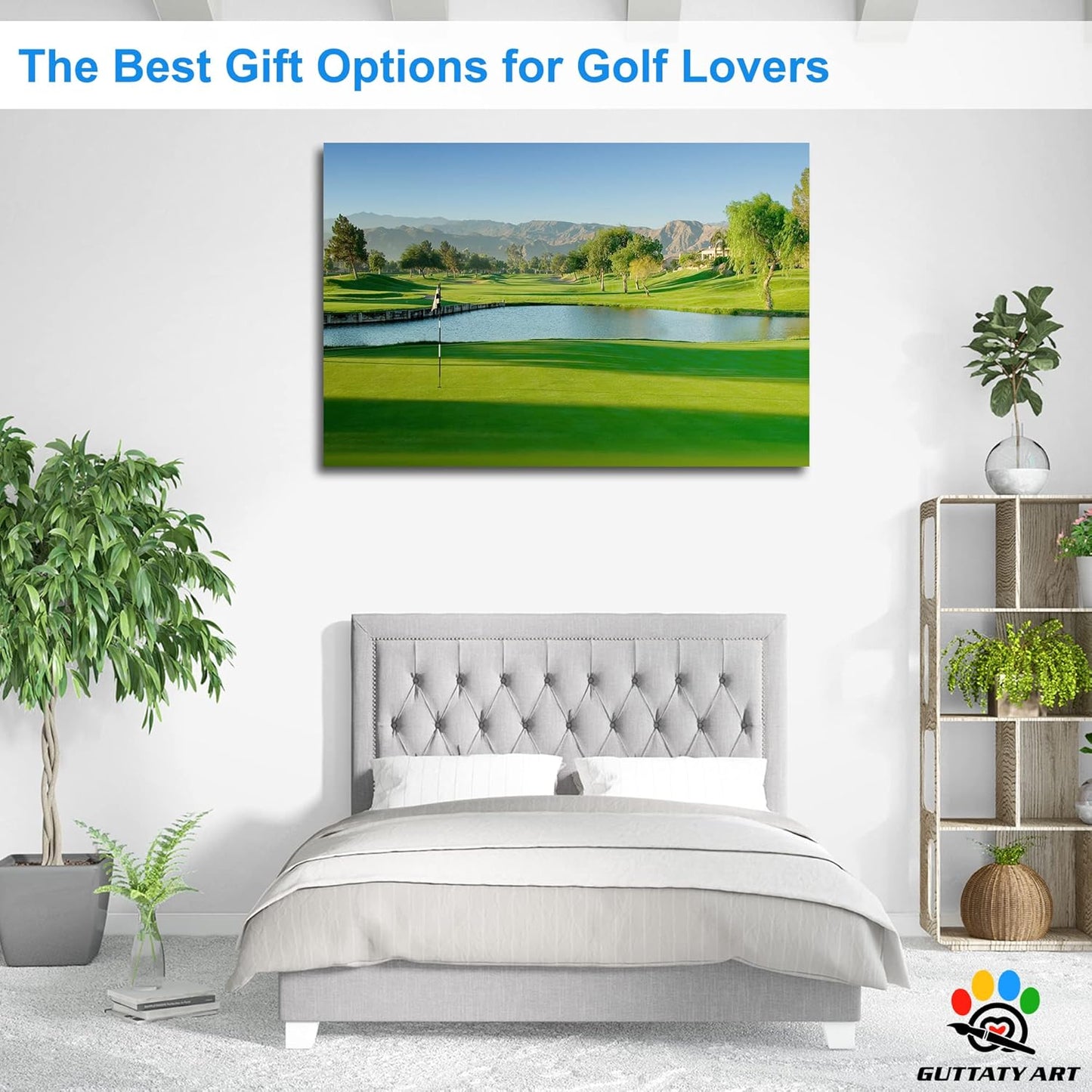 GUTTATY Golf Course Wall Art, Golf Pictures Posters Canvas Print Wall Decor for Golfer's Man Cave Home Ofice Ready to Hang (32x48 Inches)