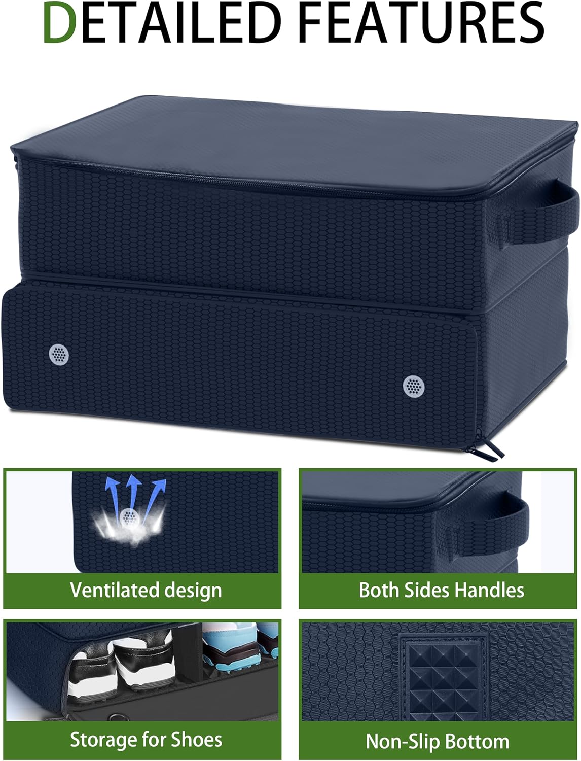 CAMPLAND 2 Layer Golf Trunk Organizer, Waterproof Car Locker for 2 Pair Shoes, Durable Storage for Balls, Tees, Clothes, Gloves, Accessories, Golf Gifts, Blue