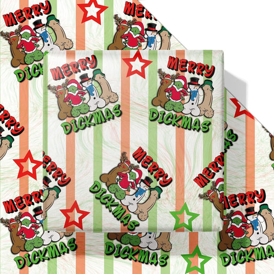 Dtiafu Funny Christmas Wrapping Paper Unique Dxxkmas Gift Wrap Paper Bulk Folded Flat Rude Shape for Women Men Adult Husband Wife Holiday Birthday (6 Pack)