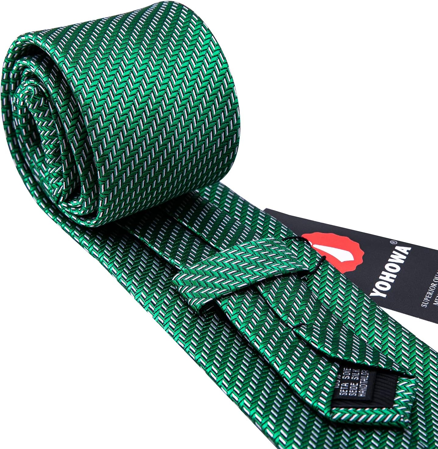 Barry.Wang Designer Classic Ties for Men Set Formal Pocket Square Cufflink Check Plaid