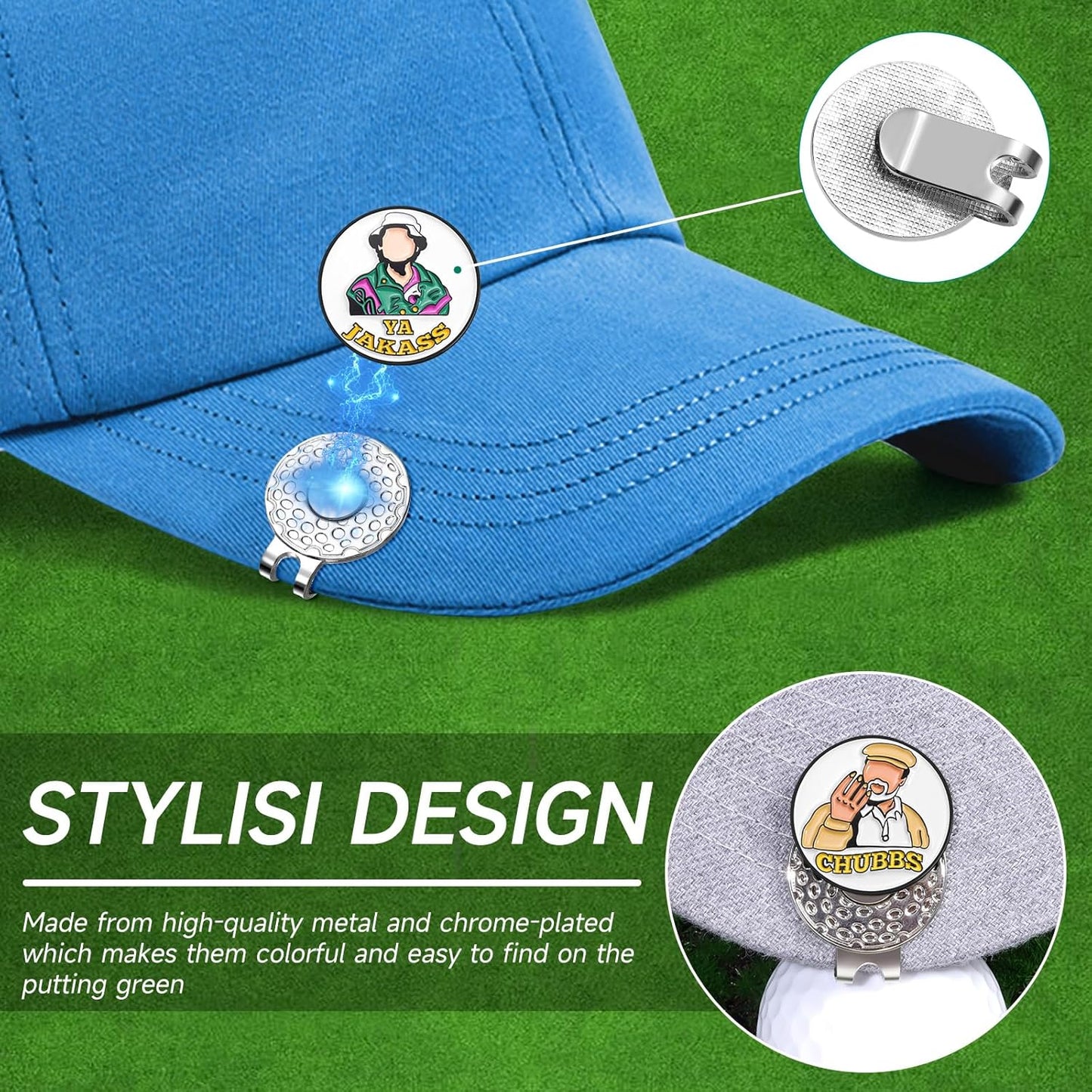 Funny Magnetic Ball Markers Clips, Distinctive Enamel Golf Ball Markers for Putting Green, Golf Ball Marker Hat Clips Magnet for Golf Lovers Gifts Golfing Accessories