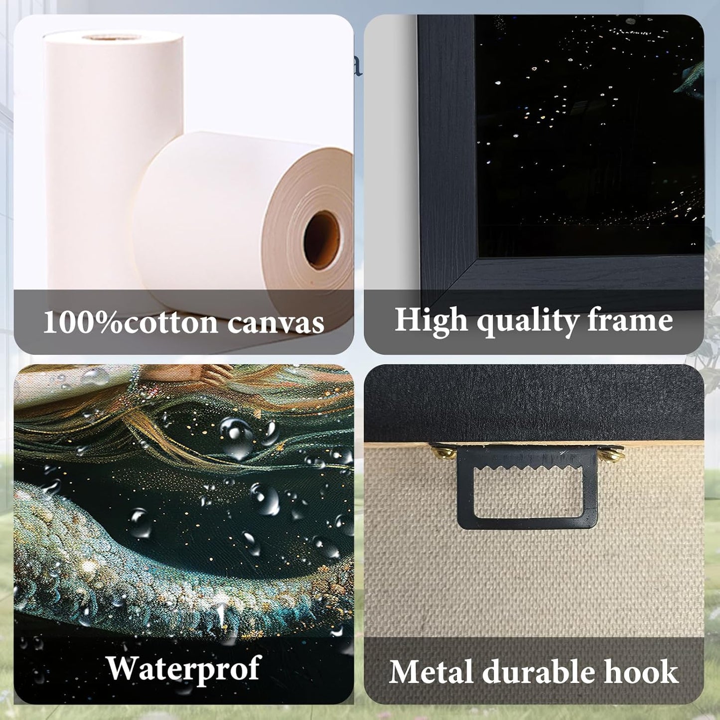 Mermaid Large Framed Wall Art for Living Room Golden Mermaid Pictures Wall Decor Ocean Print Painting Artwork Modern Home Decoration for Bedroom Office 36x24 inch