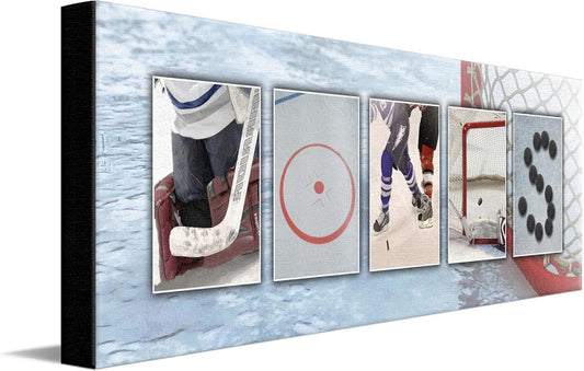 Personal-Prints HOCKEY Personalized Décor or Gift for the Hockey Player, Coach, Team, or Fan | Customized Hockey Name Wall Art Gift (10"x30" Stretched Canvas)
