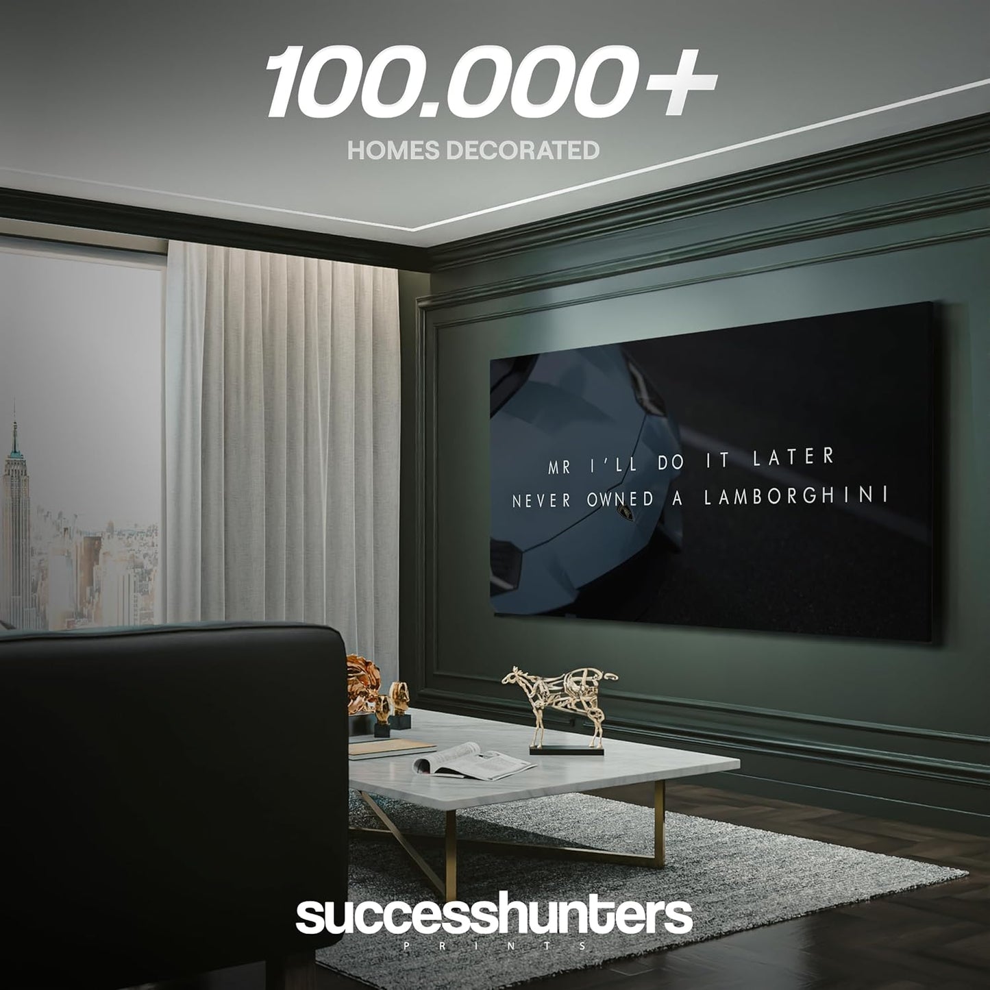 Motivational Wall Art for Office, Super Car Art Canvas, Inspirational Automotive Decor for Lamborghini Sportscar Lovers, Motivational Wall Decor for Office and Home, Car Poster (40 X 20 in)