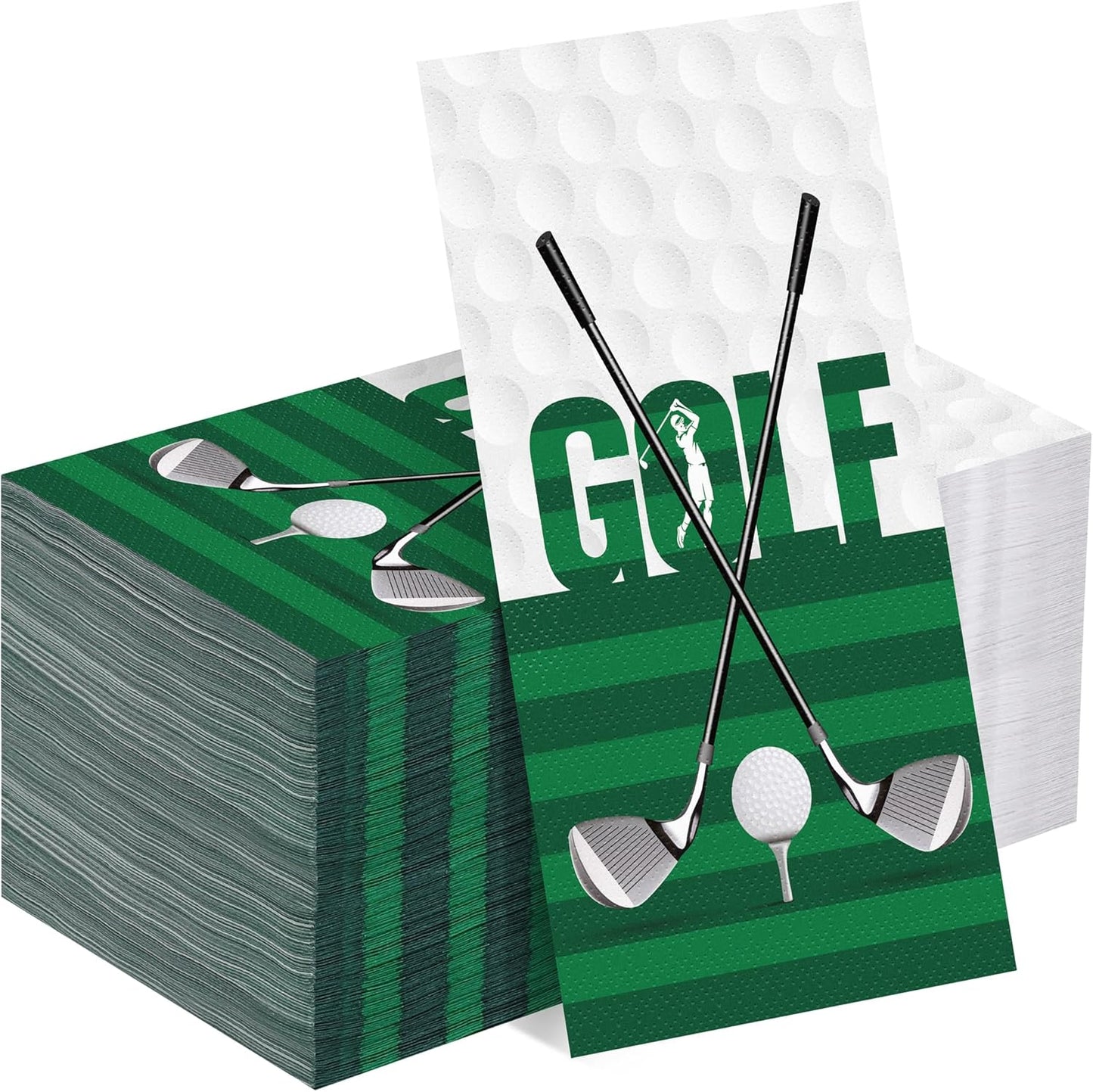 100 Pieces Golf Napkins Disposable Golf Themed Party Napkins 7.8 x 4.3 Inch Golfing Paper Cocktail Napkins Hole in One First Birthday Supplies for Golf Sports Birthday Party Decorations