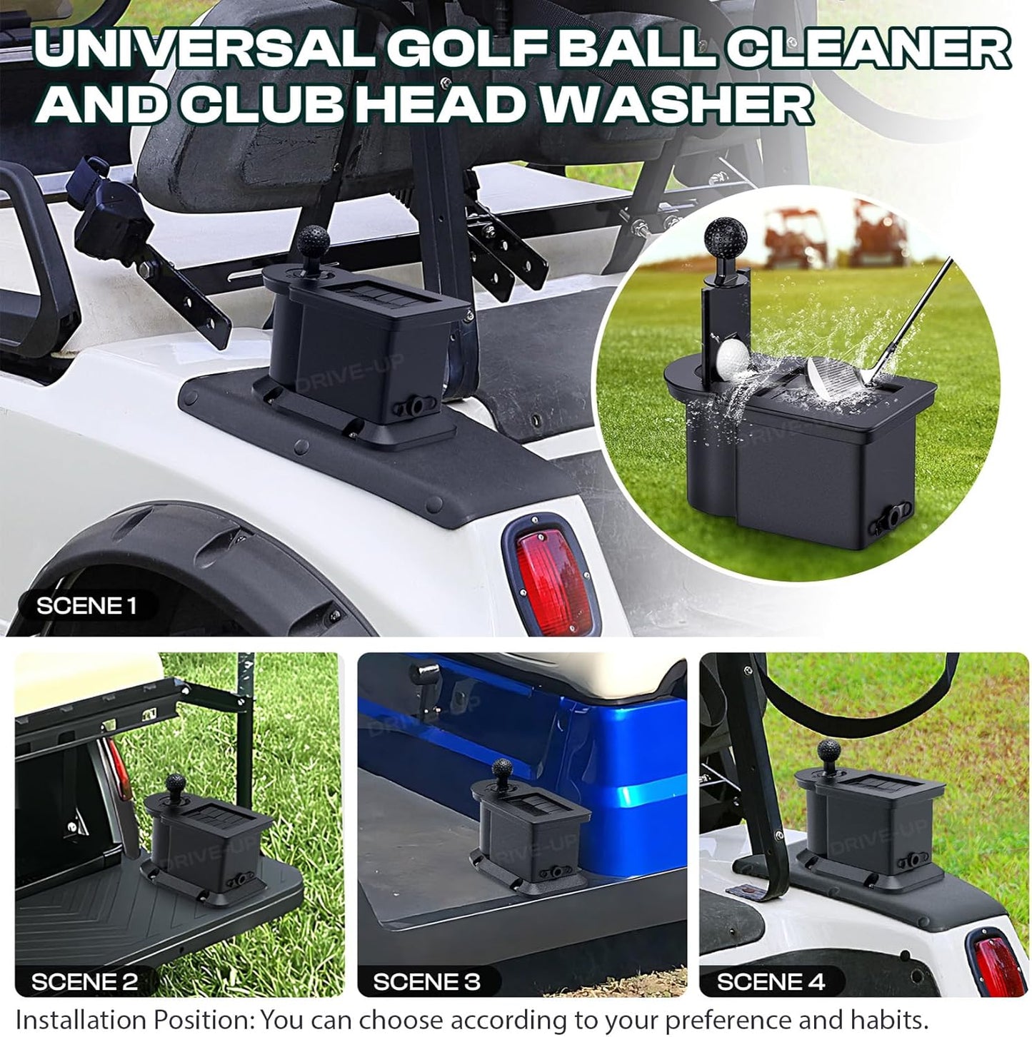 Drive-up Universal Golf Cart Ball Washer and Club Cleaner Kit, Golf Ball Cleaner and Club Head Washer, Suitable for Club Car, EZGO, Yamaha Gas and Electric Golf Carts, OEM 603836