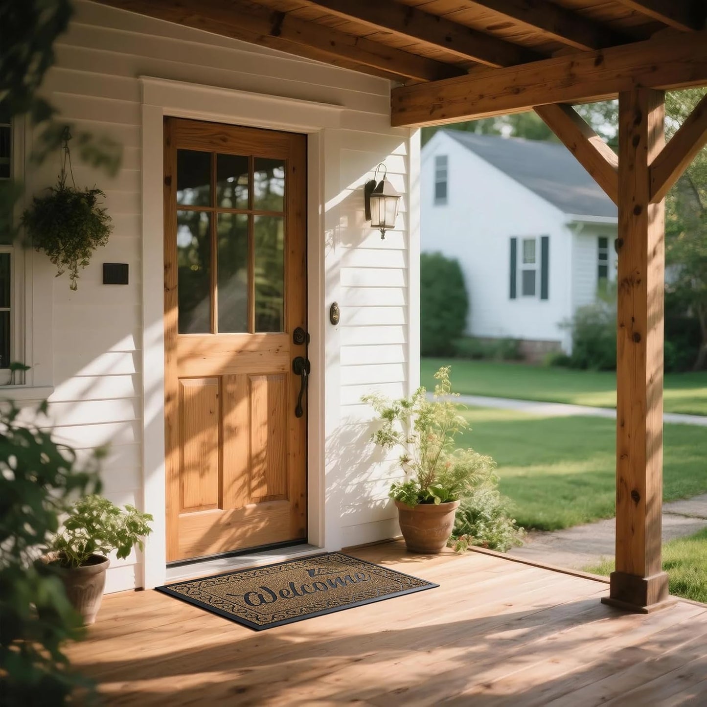 Yimobra Welcome Mat, Heavy Duty Sturdy Door Mats for Home Entrance Outdoor Indoor, Front Doormat for Outside Patio Floor Entry Porch Garage Office, Waterproof, Low Profile, 36x24, Brown