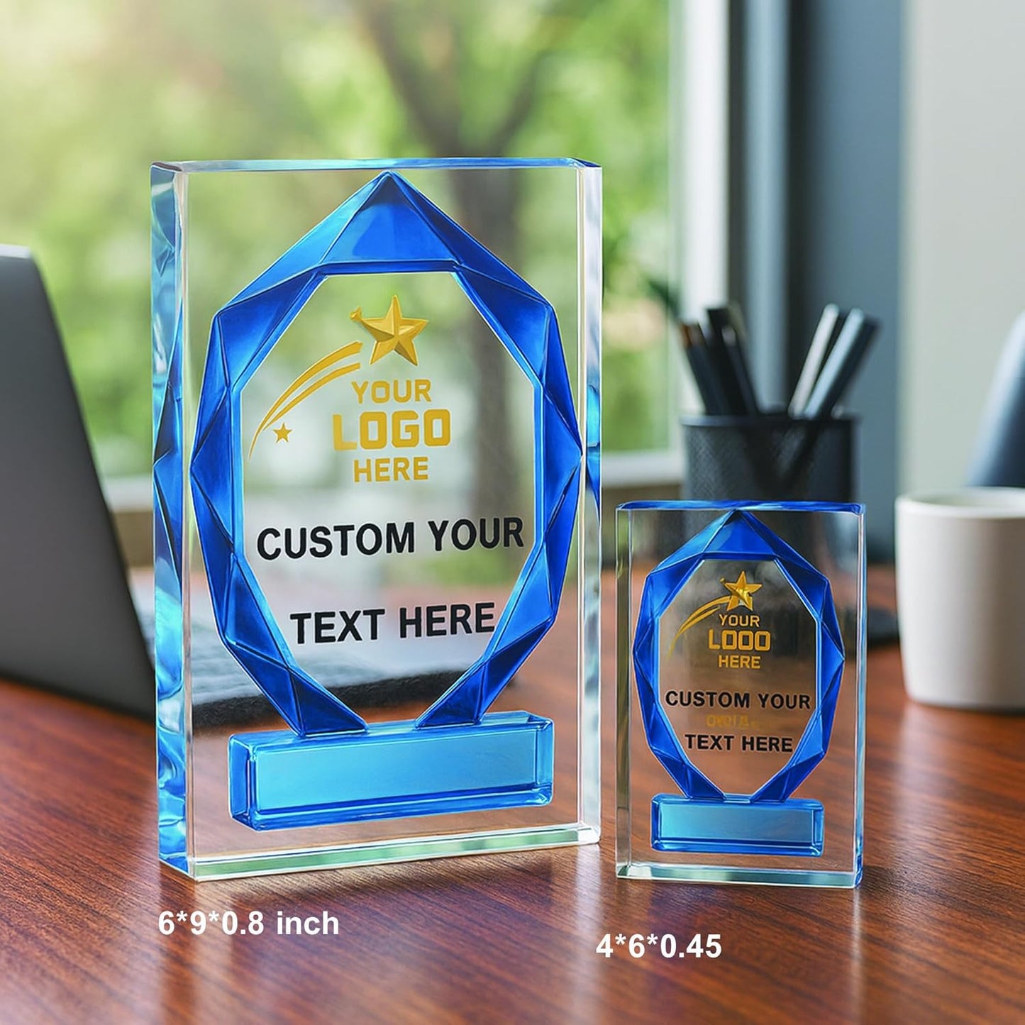 Personalized Acrylic Trophy Award - Custom Award with Name, Logo – Employee Recognition, Retirement, Sports Competition