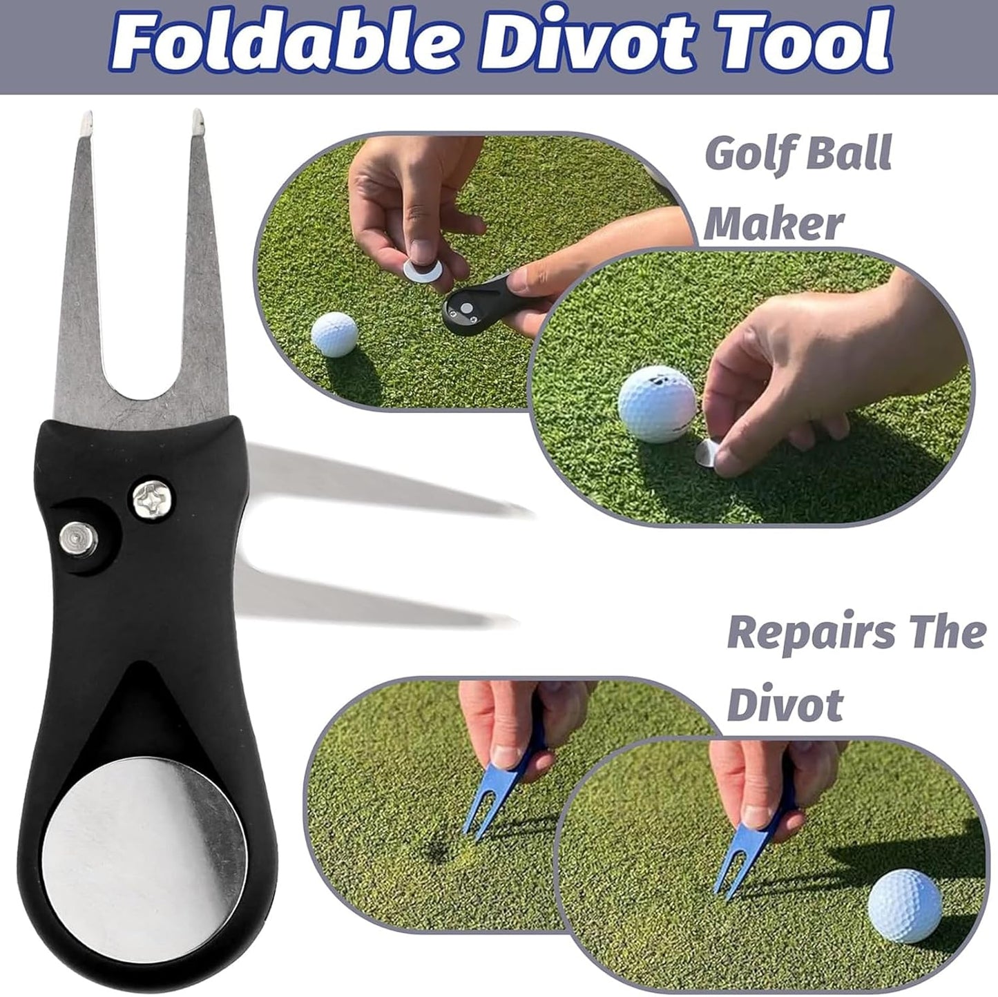 11 Pcs Golf Accessories Kit, Include Golf Tees Golf Towel Golf Ball Bag with Hook Cleaner Brush Golf Ball Marker Golf Divot Tool Golf Score Counter