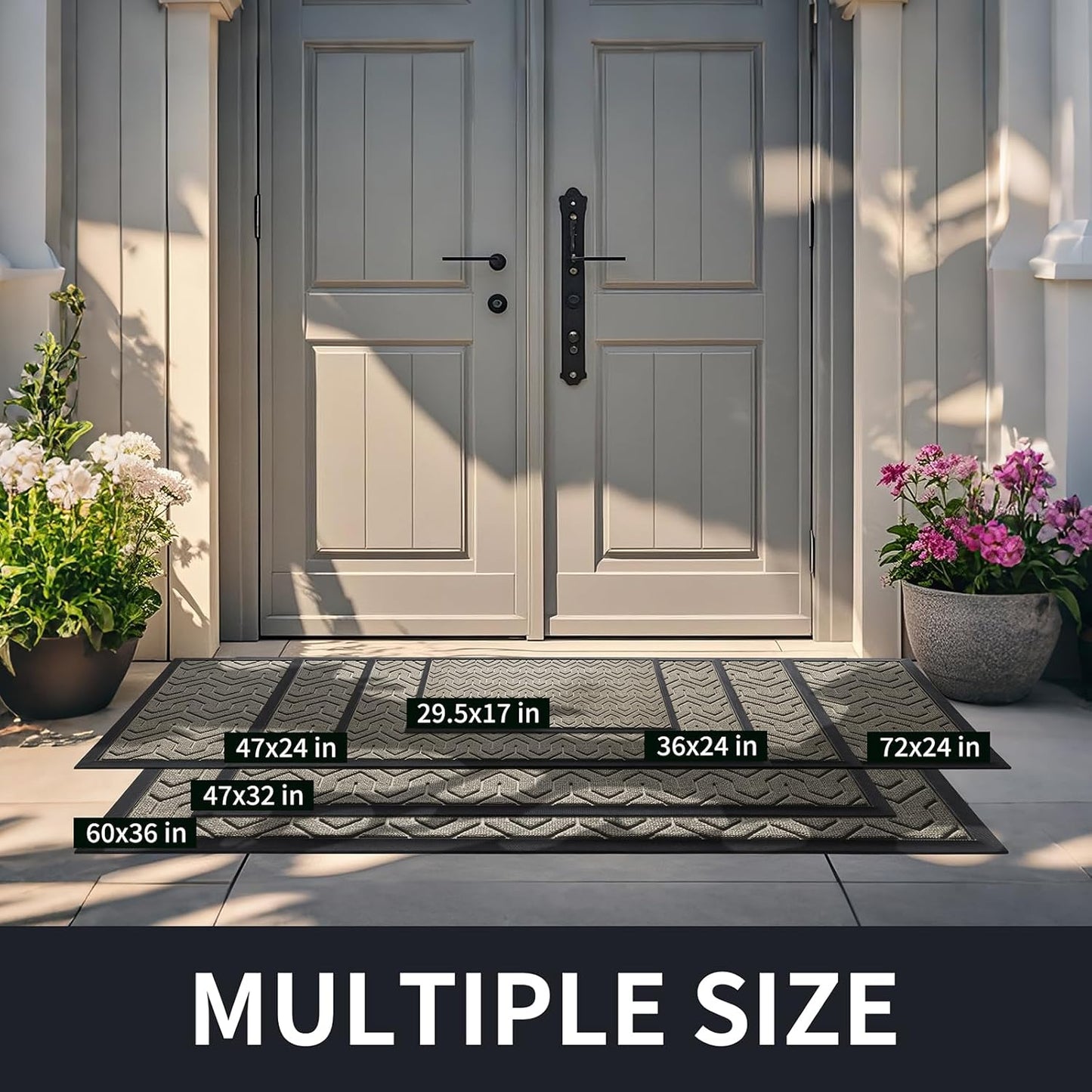 Yimobra Large Door Mat Outside Entrance 47x32, Waterproof Heavy Duty Outdoor Mats for Front Door, Non Slip Rubber Entry Mat for Garage Patio Indoor, Easy Clean, Beige