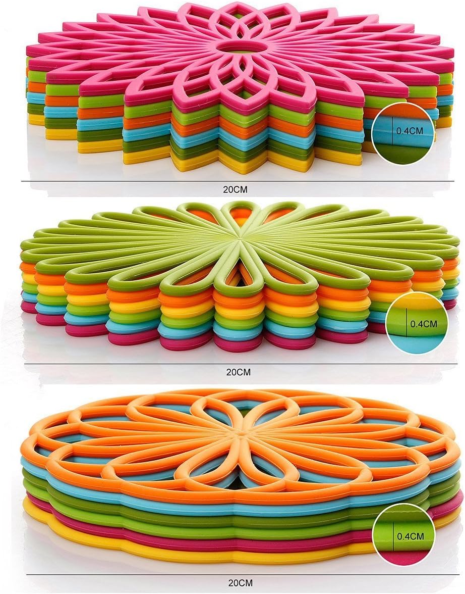 ME.FAN Silicone Trivet Mat - Kitchen Hot Pads for Pots & Dish - Insulated Teapot Trivet - Flexible, Durable, Non-Slip Large Coasters 3 Set Olive Green