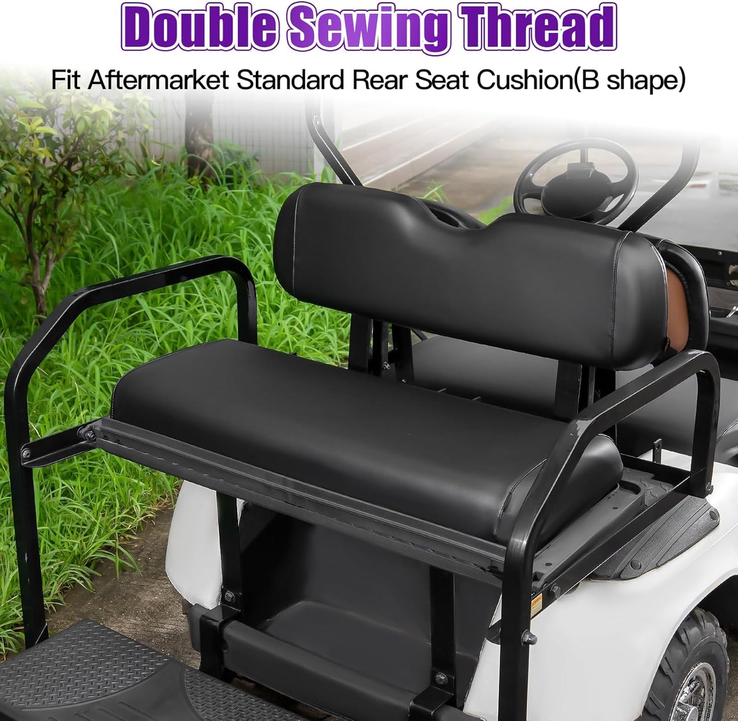 4PCS Golf Cart Seat Covers Kit,Front and Rear Seat Cover for Yamaha Drive/Drive 2 Standard Seat Cushion,Smooth and Simple Style, Waterproof Replacement Seat Cover(Black)