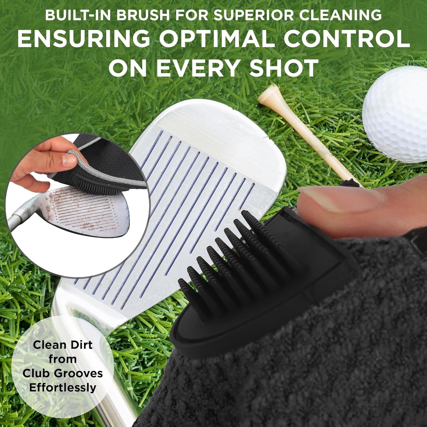 Magnetic Golf Towel (Black) Microfiber Golf Towel | Ultra Absorbant Waffle Pattern | Extra Strong Magnet for Golf Cart or Clubs