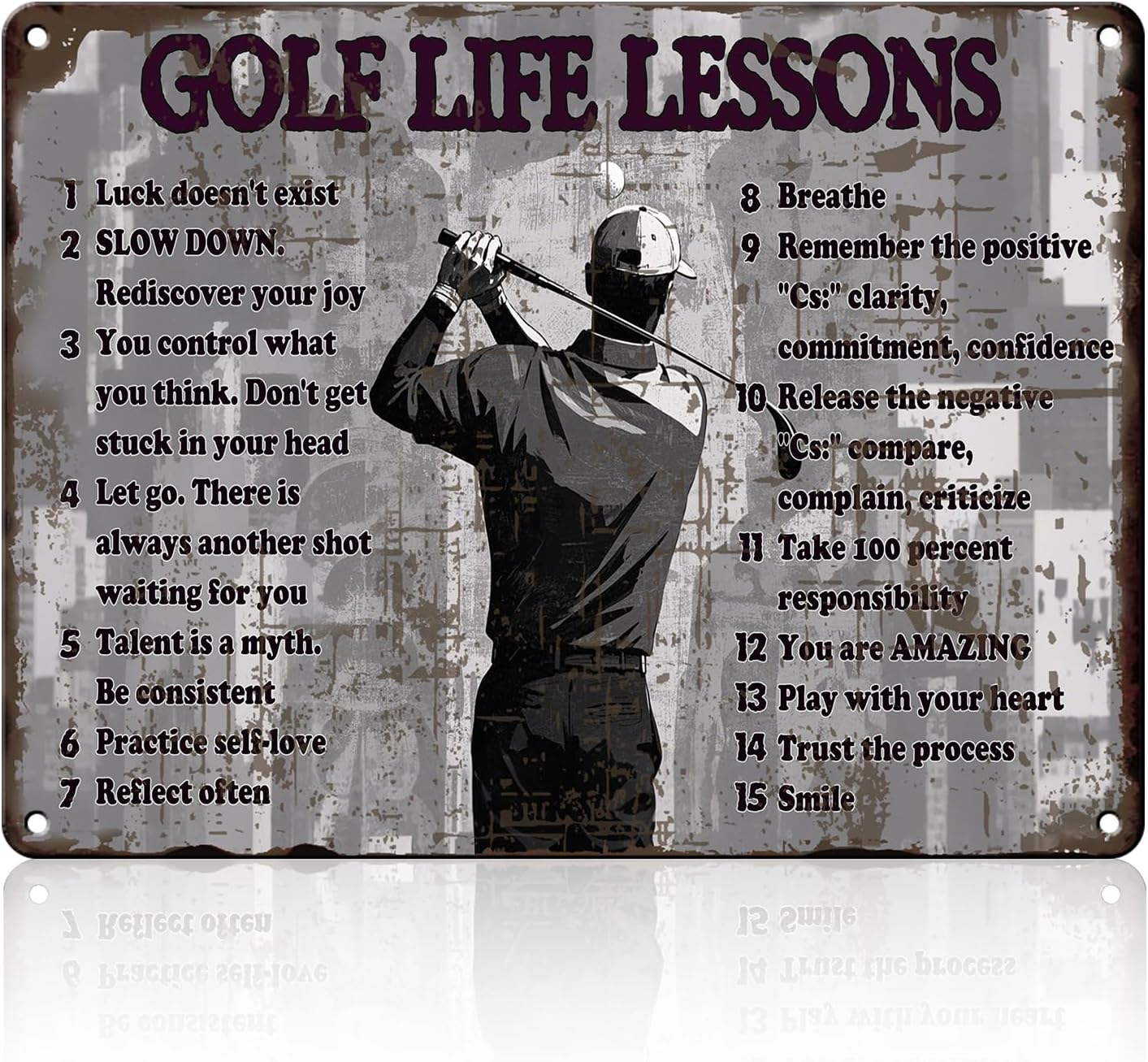 Golf Life Lessons Metal Tin Sign 12x16 Inch Funny Golf Tin Sign Golf Life Lessons Poster Home Kitchen Garden Bar Restaurant Cafe Office Shop Cave Man Are Wall Decor