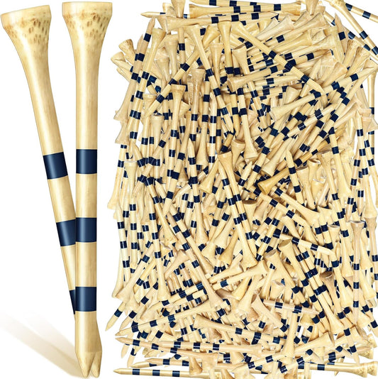 Jadive Bamboo Golf Tees 3-1/4 Inches Stable Long Wooden Tees for Golf Activities, Natural Color and Blue