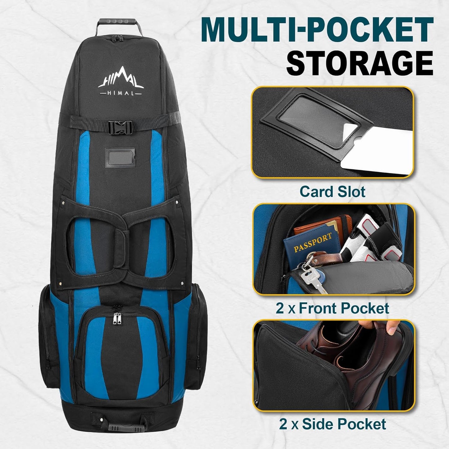 Soft-Sided Golf Travel Bags for Airlines with Wheels, Golf Club Travel Covers 900D Wear-Resistant Oxford, Waterproof, Universal Size