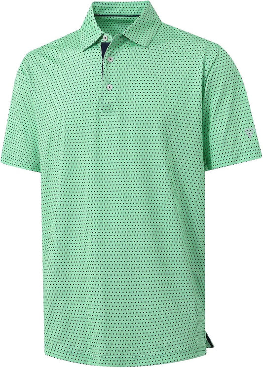M MAELREG Mens Golf Shirt Short Sleeve Dry Fit Print Moisture Wicking Performance Patterns Collared Polo Shirt