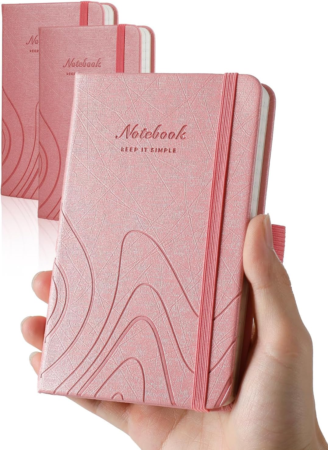 AISBUGUR Pocket Notebook, Small Notebook, 2-Pack Total 320 Pages,3.7" x 5.7" Pocket Notebook (2 Pack, Pink)