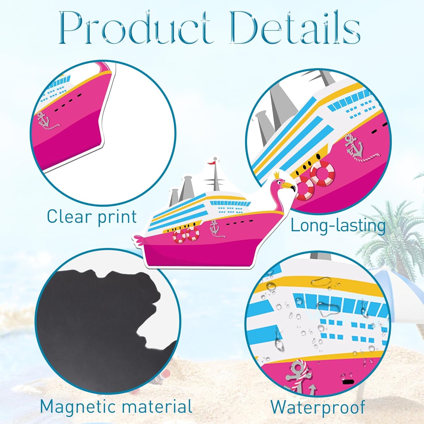 Cruise Door Decorations Magnetic, 12 Pcs Cute Flamingo Tropical Nautical Vacation Cruise Magnets, Fun Cruising Must Haves Magnetic Ship Cabin Door Signs Fridge Decor