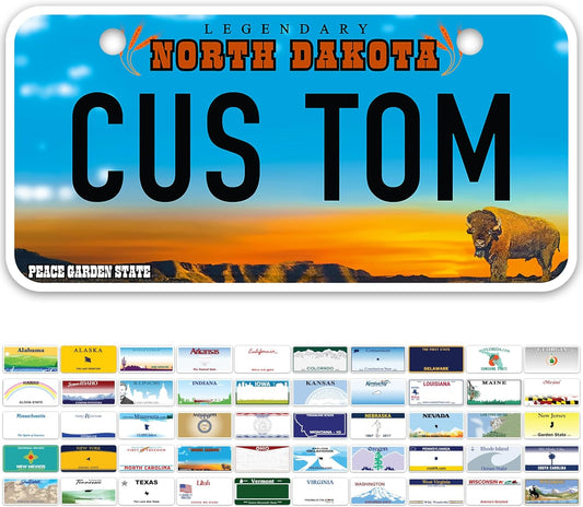 Mini License Plates, Personalized License Plates, Custom for Car, Bikes, ATV, Kids Car, Golf Cart, Jeep, 2x4 Inch, Rust-Free Fade Resistant Aluminum, USA Made by My Sign Center (North Dakota)