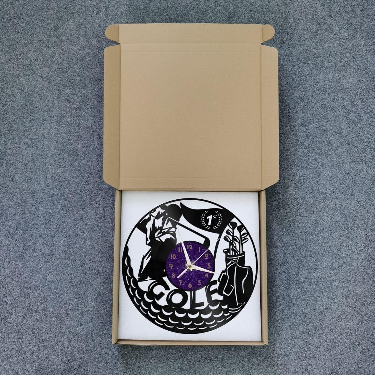 Generic Golf Decoration Vinyl Wall Clock, Vinyl Record Clock Wall Art Silent & Non-Ticking(12 inchs P), without LED, Purple