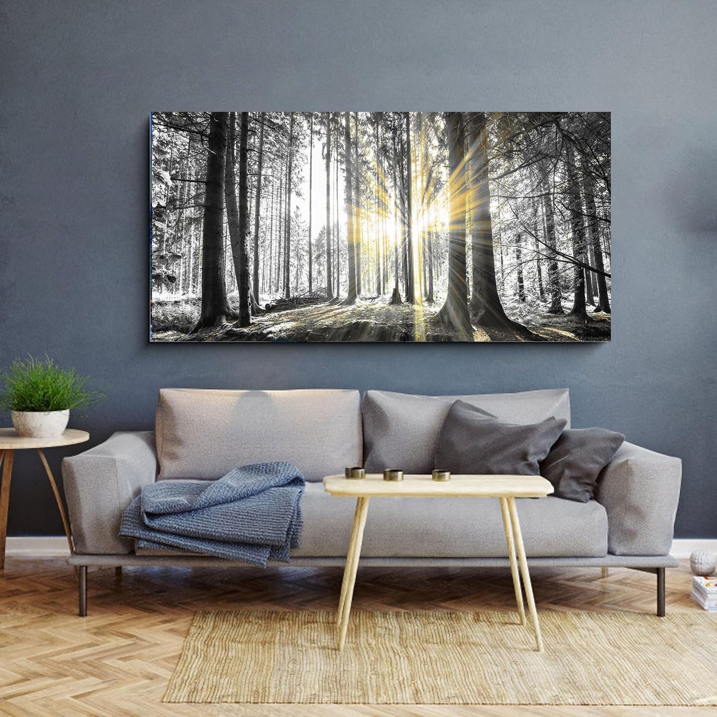 Yxbhhym-Black and White Forest Wall Art Prints Sunset Landscape Canvas Picture for Living Room Wall Art Trees Artwork for Wall Nature Scenery Poster Painting Bedroom Wall Decor Home Office Wall Décor