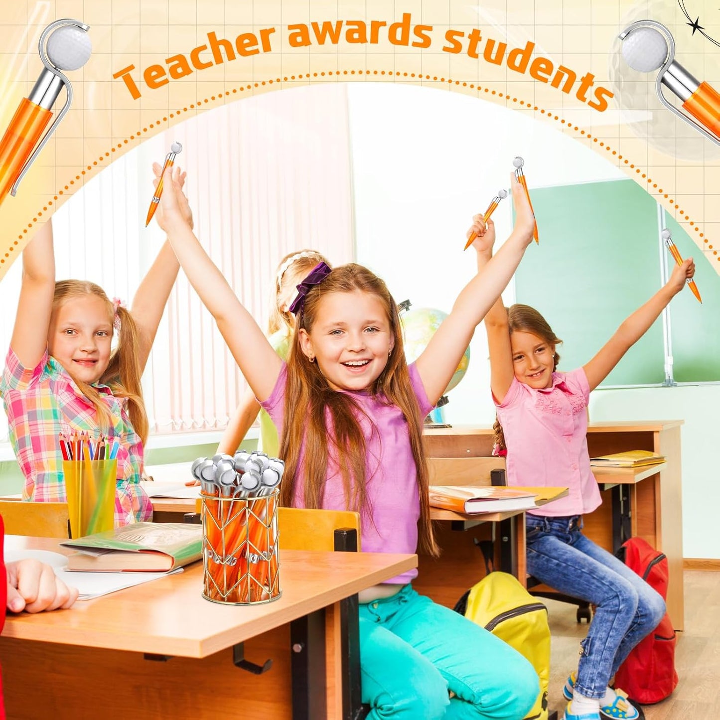 Zhanmai 24 Pcs Golf Ball Pen Sports Ballpoint Pens Golf Pens Golf Party Favors Cool Writing Pen for Stationery School(Orange)