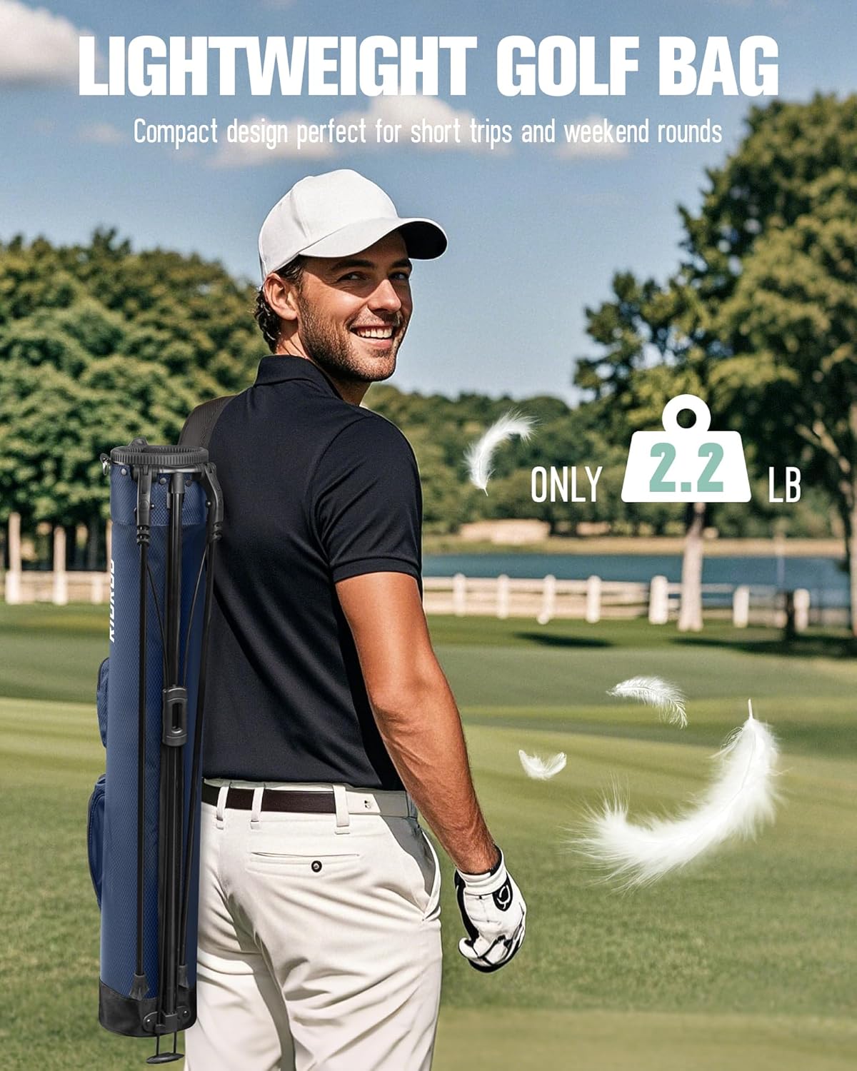 Golf Stand Bag, Lightweight Par 3 Golf Bag Holds Up to 7 Clubs with Two Way Dividers Cooler Pocket Shoulder Strap and Multiple Storage Pockets for Men and Women